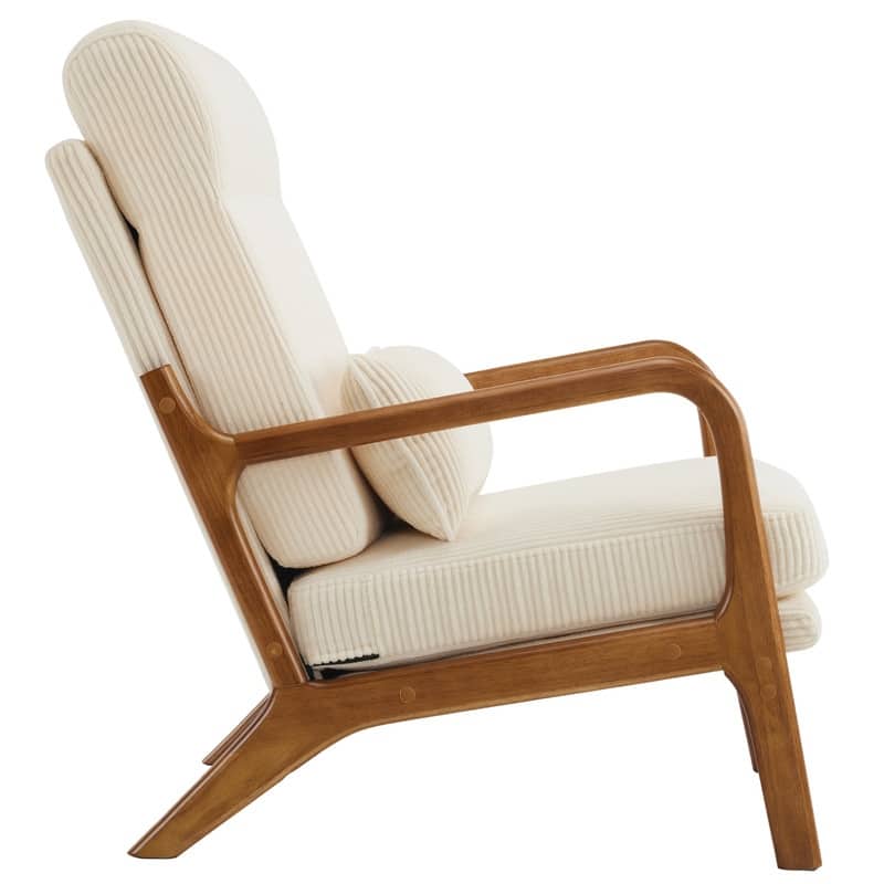 High Back Solid Wood Armrest Backrest Leisure Chair Accent Chair
