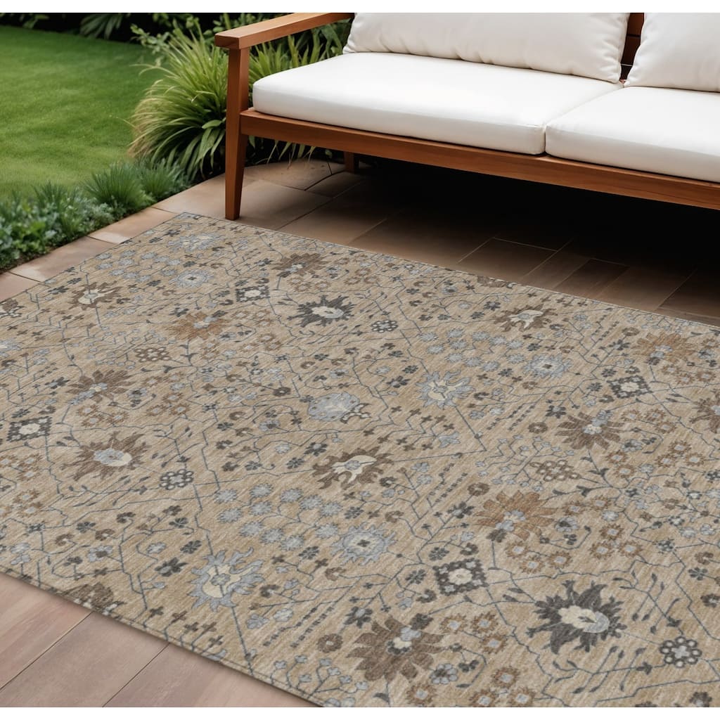 HomeRoots Oriental Traditional Rectangle Outdoor Rug