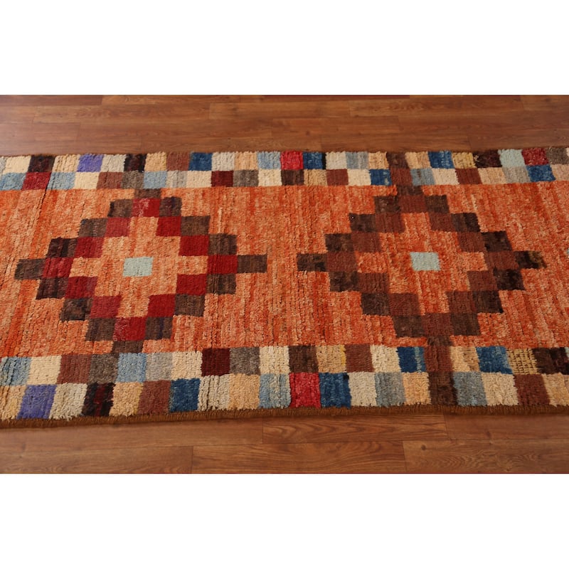 Geometric Moroccan Runner Rug Handmade Wool Carpet - 2'10" x 9'8"
