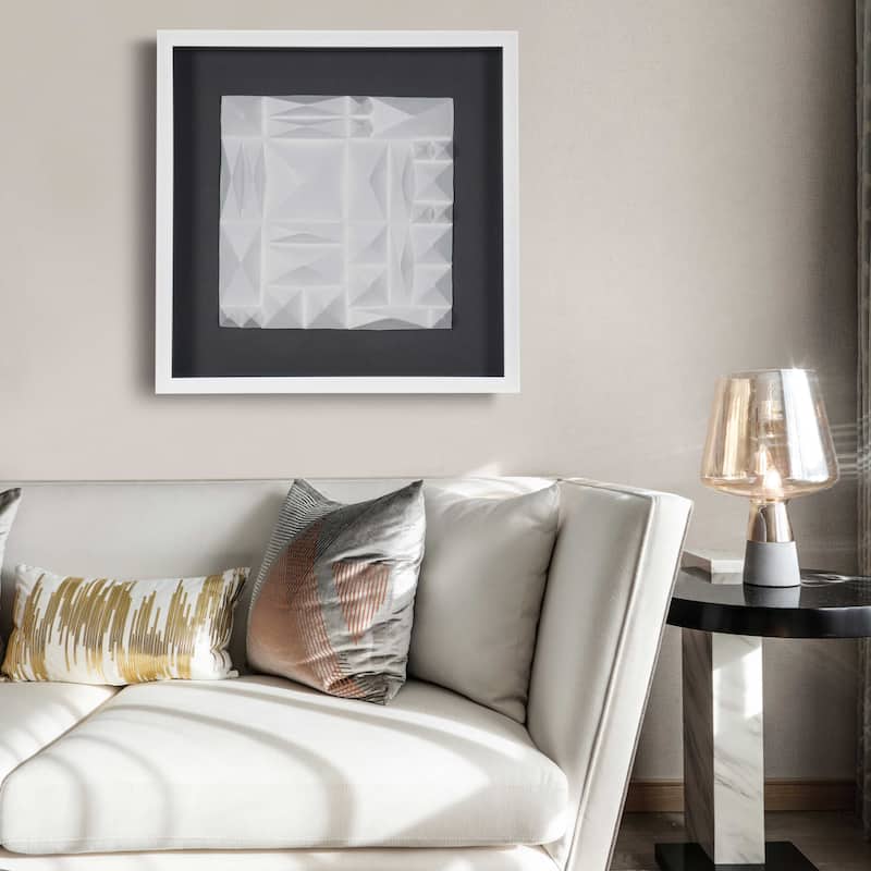 HUJI White Ridges Shadow Box Wall Decor - Style 2