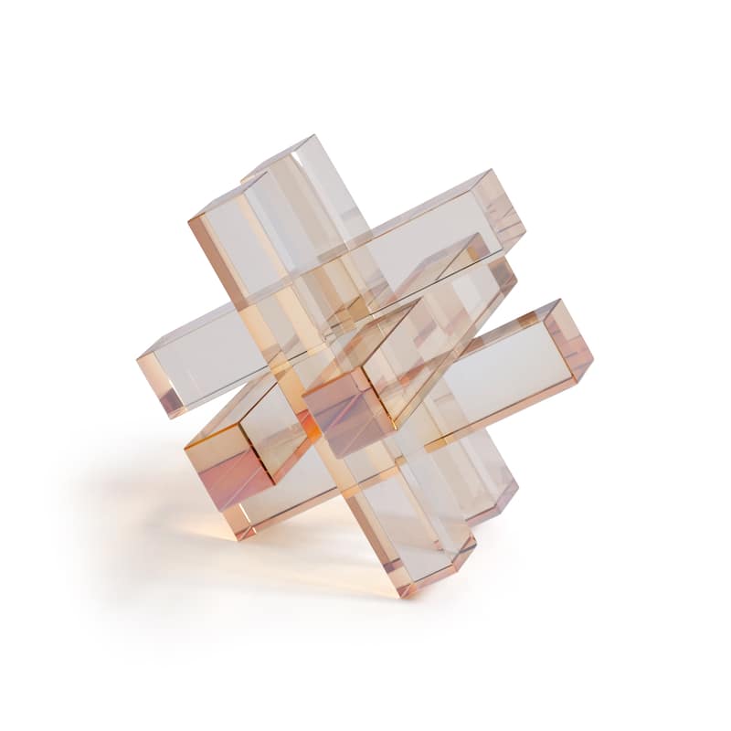 Crystal Glass Interlocking Bookend - Light Amber