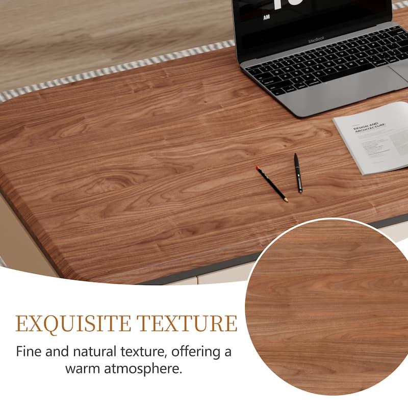Modern 63'' Writing Desk, Brown Wood Desk,Drawers