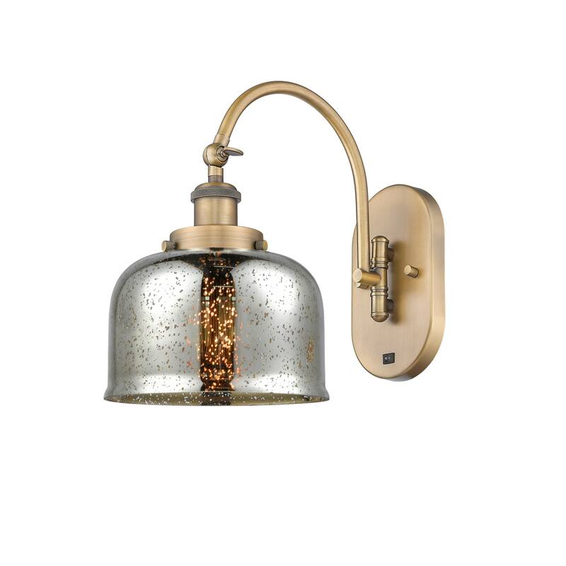 Innovations Lighting 918-1W-13-8 Bell Sconce Bell 13" Tall Wall Sconce - Brushed Brass / Silver Plated Mercury
