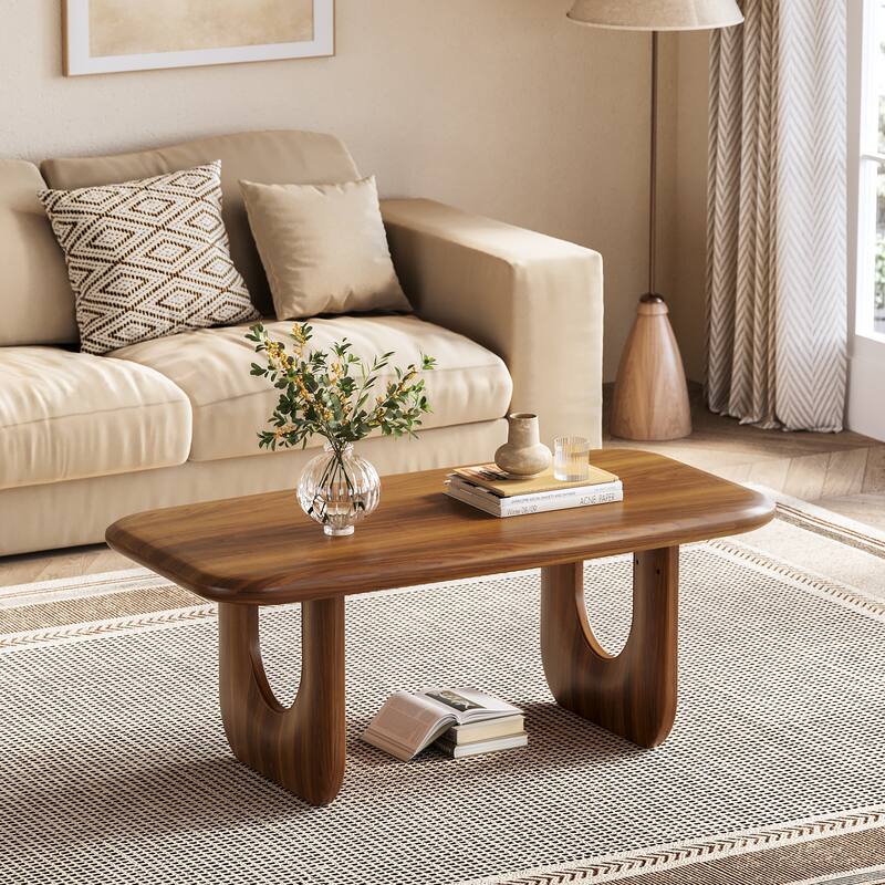 Rustic Industrial Rectangular Coffee Table - Smooth PVC coating - Brown