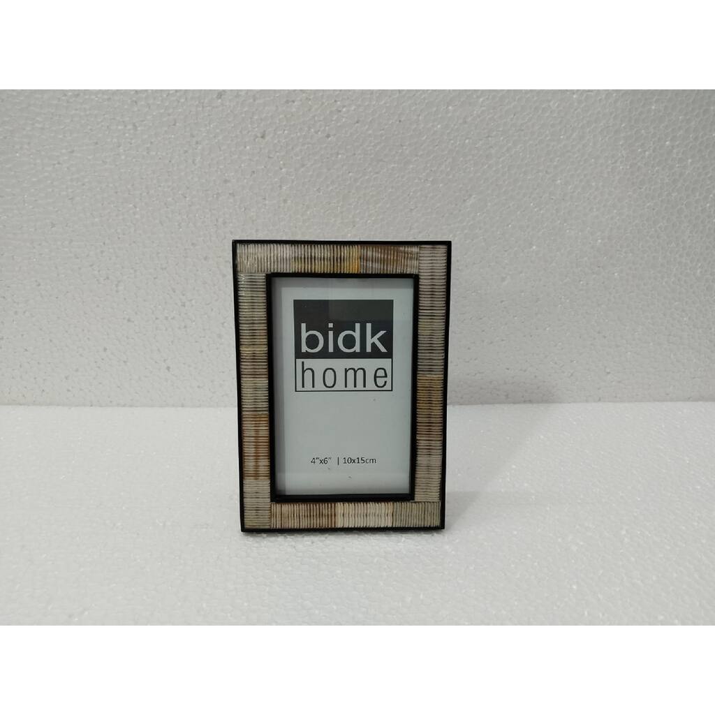 Rectangular Horn Picture Frame - for 4" x 6" Photo - Beige