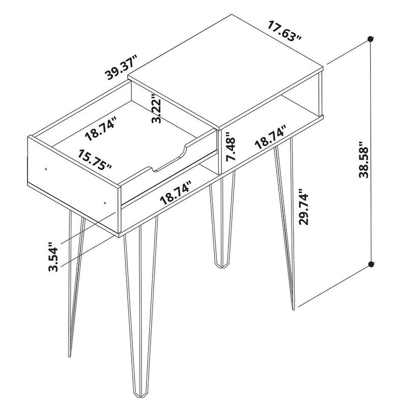 Manhattan Comfort Rockefeller 39.37 Entryway Console with 3 Compartments