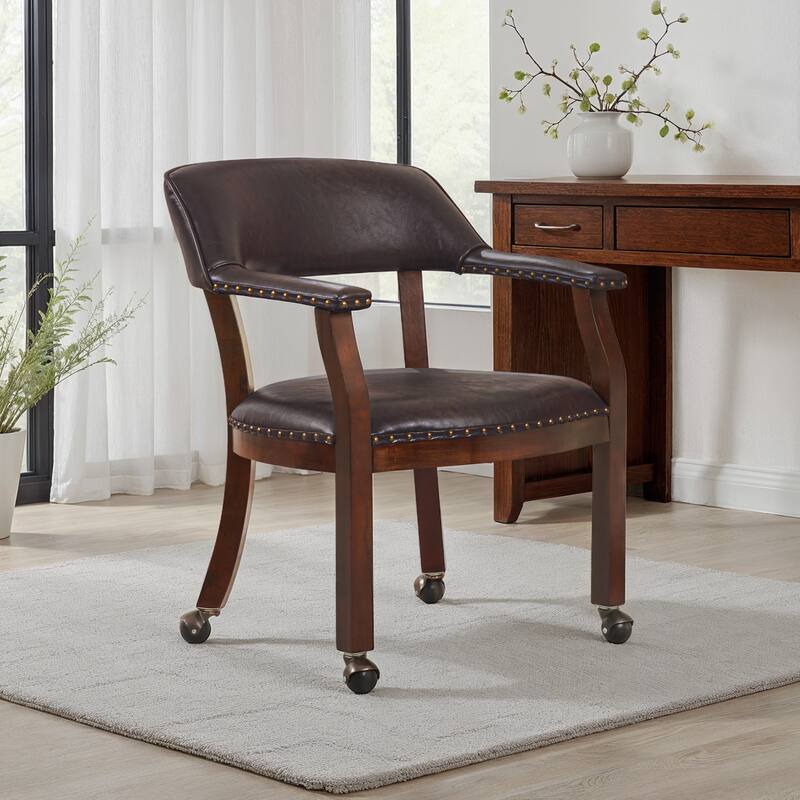 Convenience Concepts Dillon Armchair with Caster Wheels and Nailheads