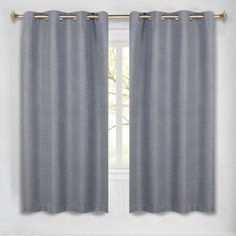 Superior Nyan 100% Blackout Grommet Curtains, Set of 2 Panels - 52" x63" - Grey