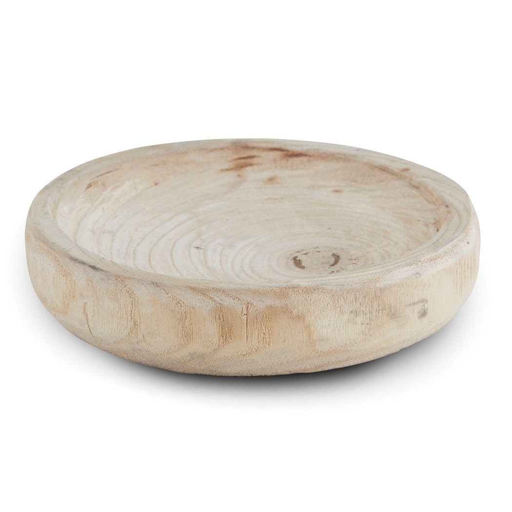 Curata Natural Finish Hand-Carved Paulownia Wood Bowl