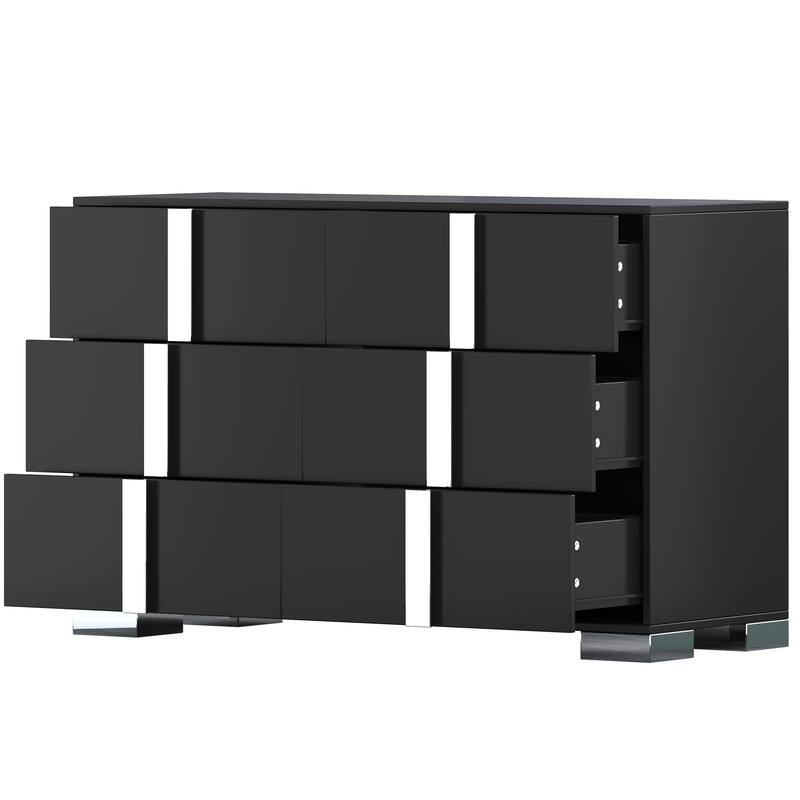 Roomfitters Elegant Mirrored Dresser with 6 Drawers and Metal Handle, Modern Storage Cabinet for Bedroom or Living Room