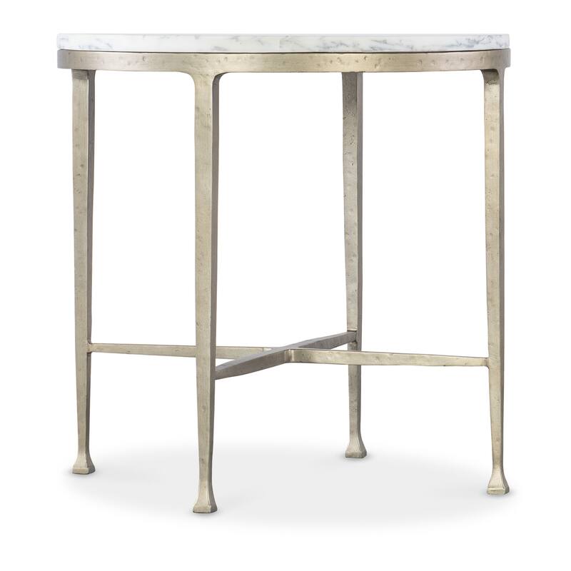 Hooker Furniture M13-80113-95 Jules 24" Diameter Marble Top Iron End - Marble / White / Gray / Gold