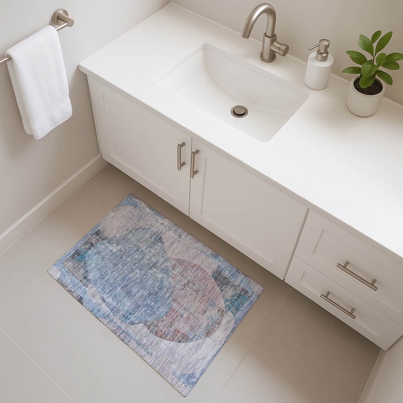 Premium Washable Super Soft Abstract Modern Mayfield Rug - Blue - 1'8" x 2'6"