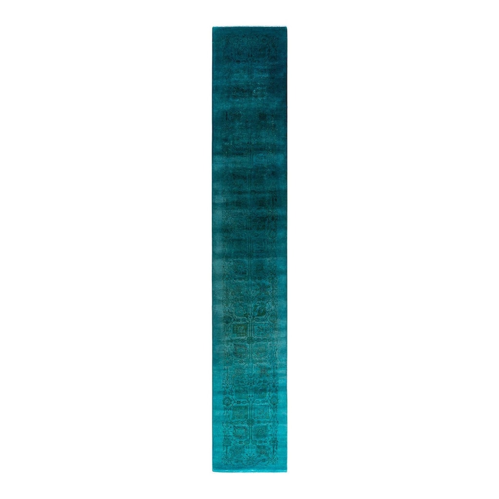 Vibrance One-of-a-Kind Hand-Knotted Runner Rug - Blue, 2' 7" x 16' 2" - 2' 7" x 16' 2"