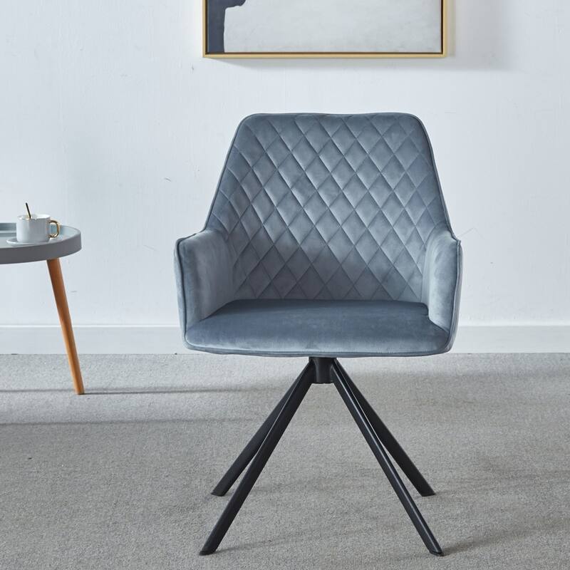 Wheel-Free Ergonomic Chair, Upholstered for Home Office Bedroom - Blue