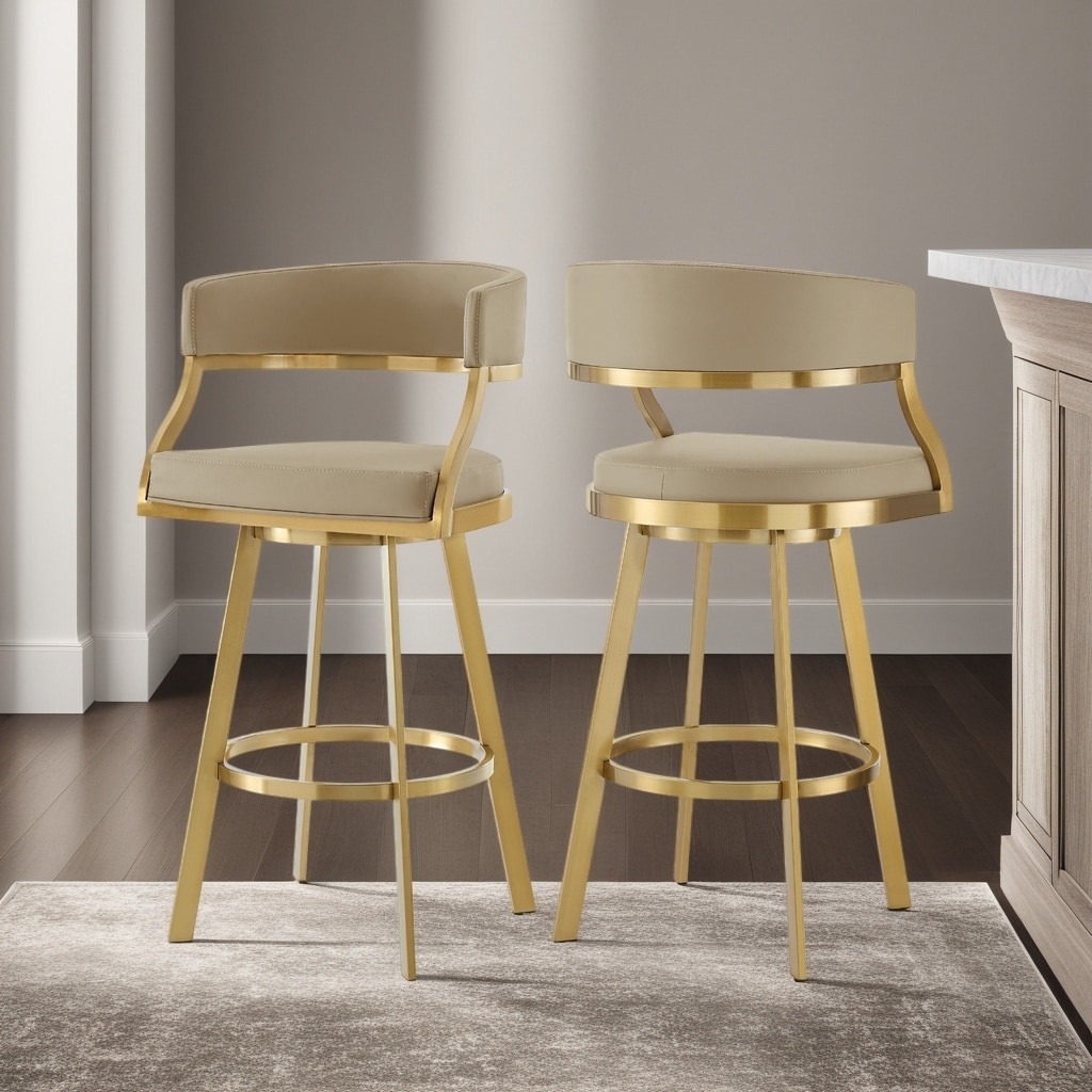 Saturn Modern Swivel Bar Stool, Upholstered Counter Chair with Metal Frame
