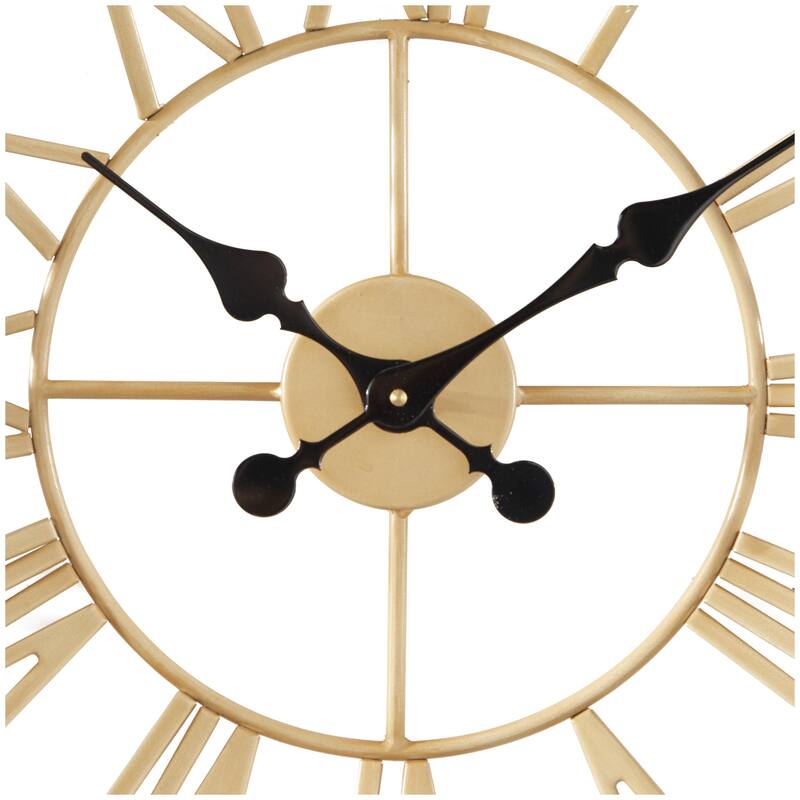 Brown Seagrass Woven Decorative Wall Clock with Gold Metal Frame