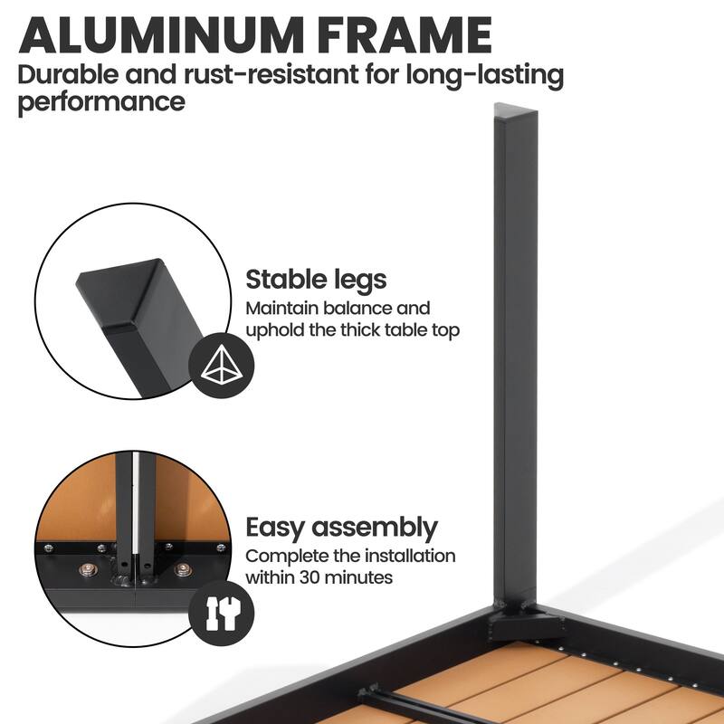 Outdoor Aluminum Patio Dining Table with Umbrella Hole
