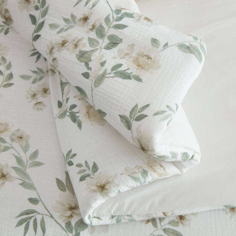 Martha Stewart Hazel Floral Cotton Beige Comforter Set