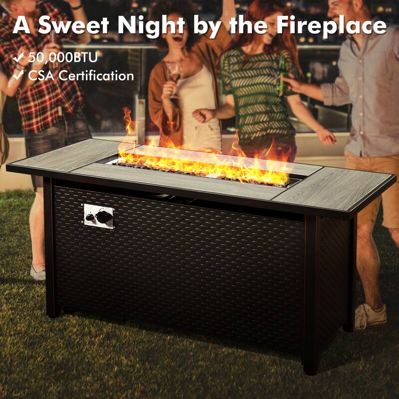 XIZZI 11-piece Outdoor Patio Wicker Furniture Sectional Set with Fire Table