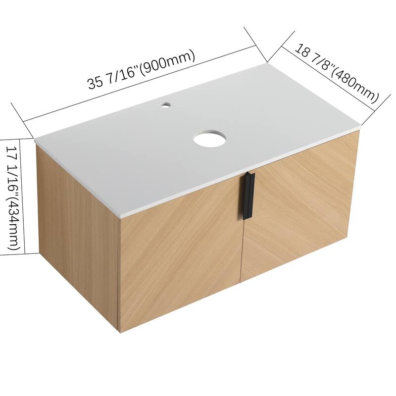 Bathroom Vanity With Sink In 30/36 Inch, Floating Bathroom Vanity With 2 Soft Close Doors