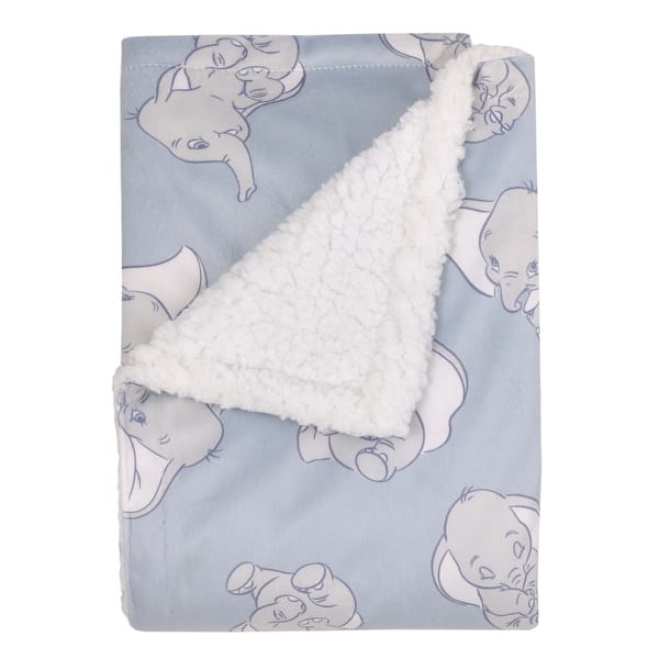 slide 2 of 5, Disney Dumbo Sweet Little Baby Light Blue and White Super Soft Sherpa Baby Blanket