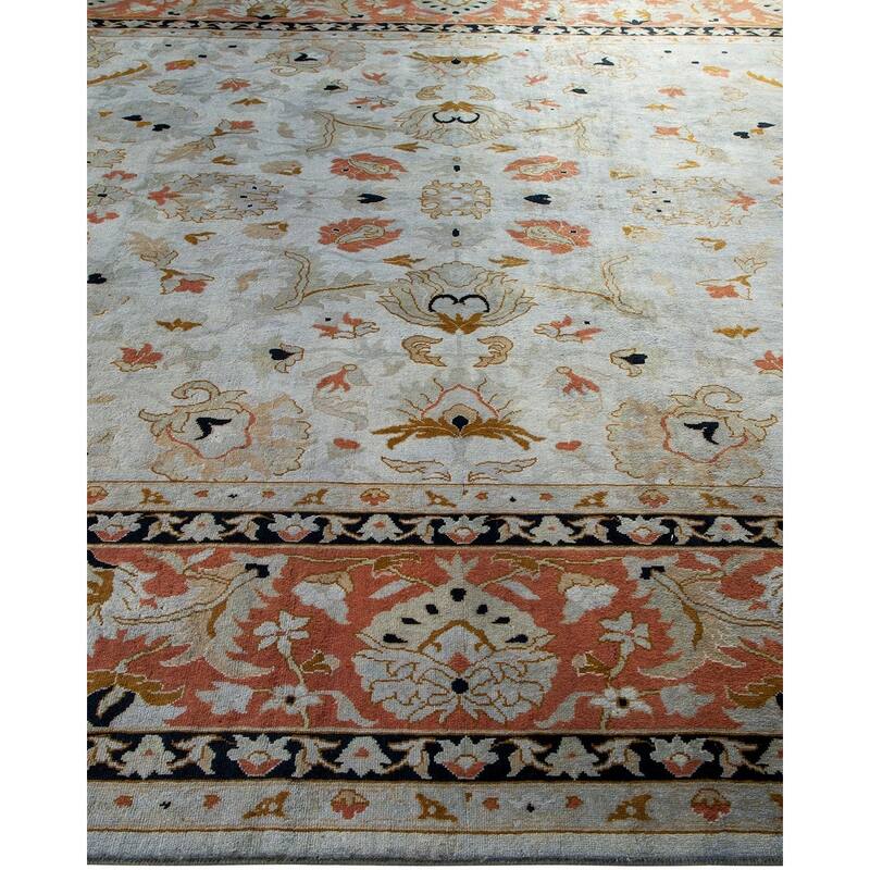 Overton Hand Knotted Wool Vintage Inspired Modern Contemporary Overdyed Gray Area Rug - 9' 1" x 12' 5"