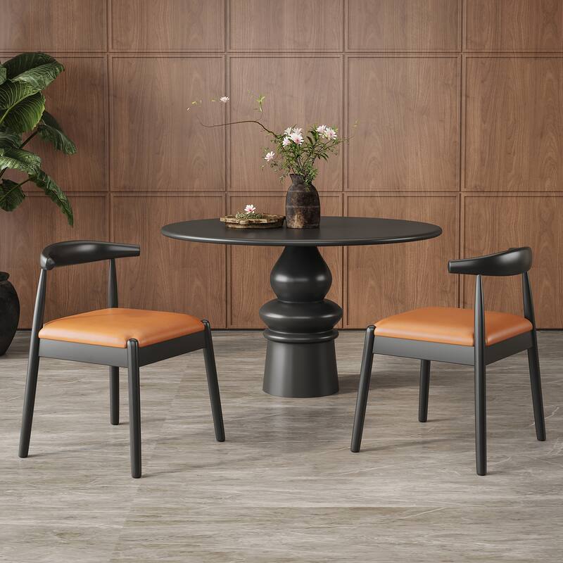 Weave Dining Chairs Set of 2, Mid-Century Modern Kitchen Chair with Solid Oak Frame & Handwoven Seat for Living Dining Room