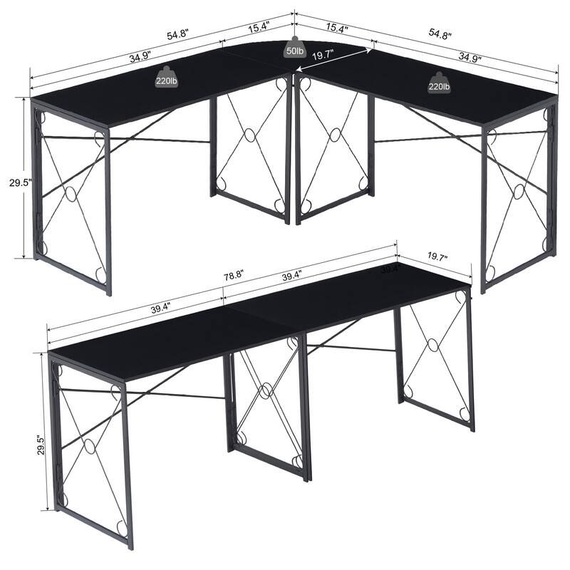 Javlergo L Shaped Gaming Desk Corner Desk Gaming Table for Home Office Computer Desk Sturdy Writing Workstation for Small Space