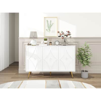 Diamond Shaped Door 3 Door Accent Storage Cabinet for Kitchen