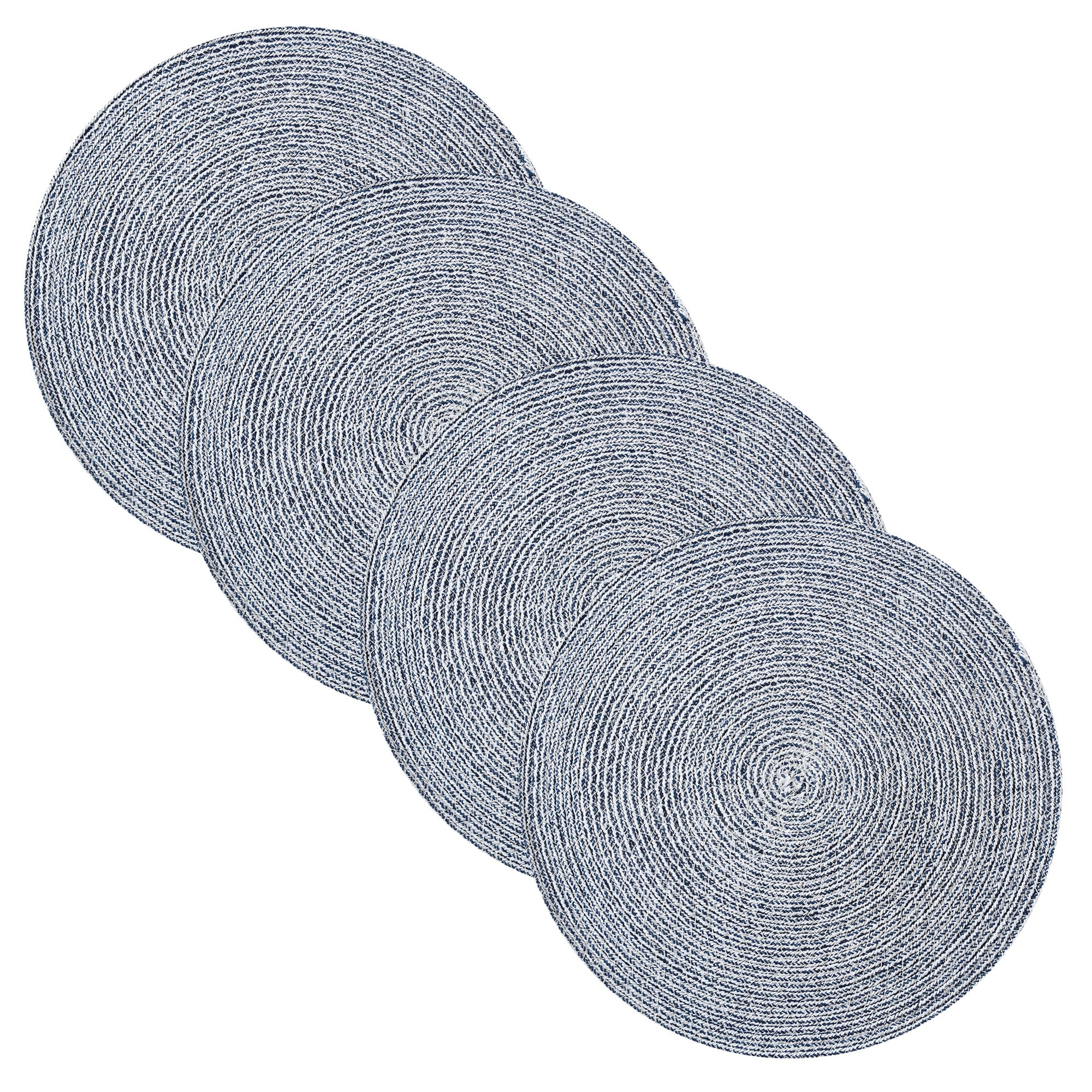 Sweet Home Collection Two Tone Cotton 15" Round Woven Placemats Sets (Set of 4 or 6)