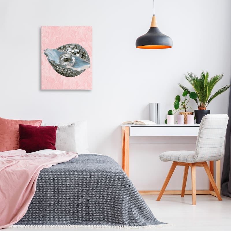 Stupell Disco Oyster on Pink Canvas Wall Art Design By Lil' Rue