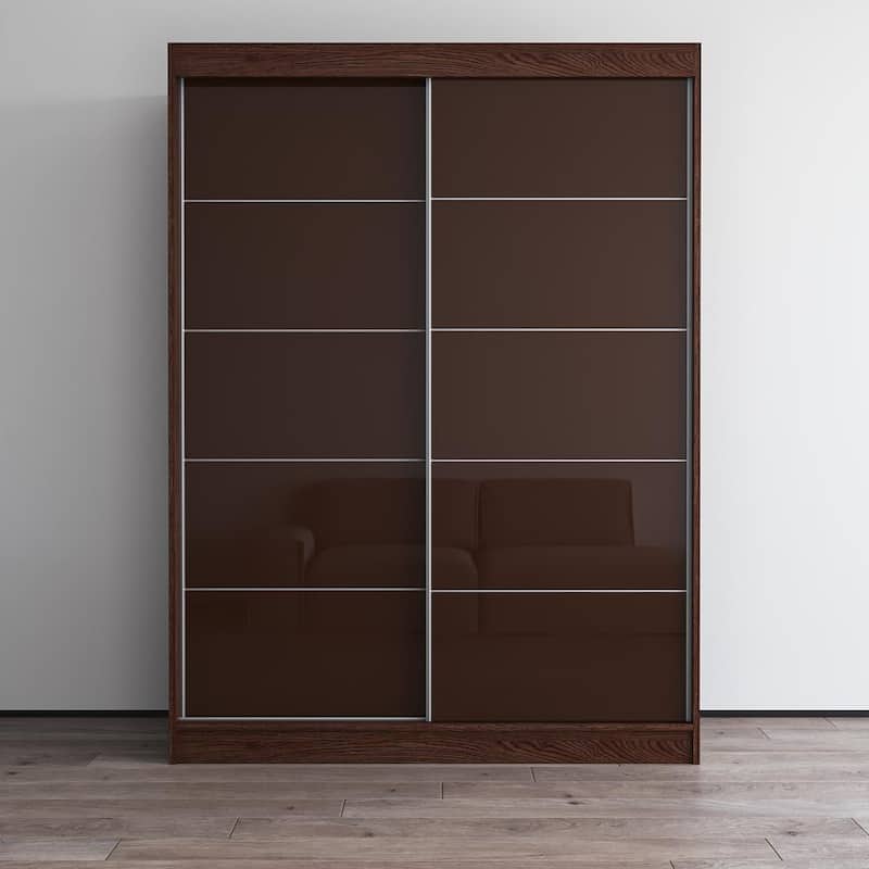 Aria 2 Door Modern High Gloss Wardrobe Armoire - Wenge-59"