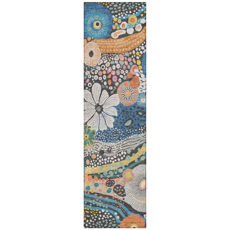 Machine Washable Indoor/ Outdoor Whimsy Floral Chantille Rug