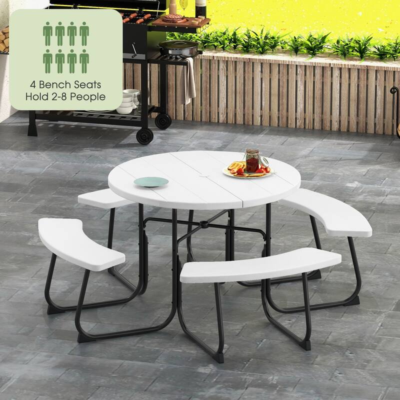 Gymax Outdoor Picnic Table Portable Picnic Table Bench w/ 4 Benches &