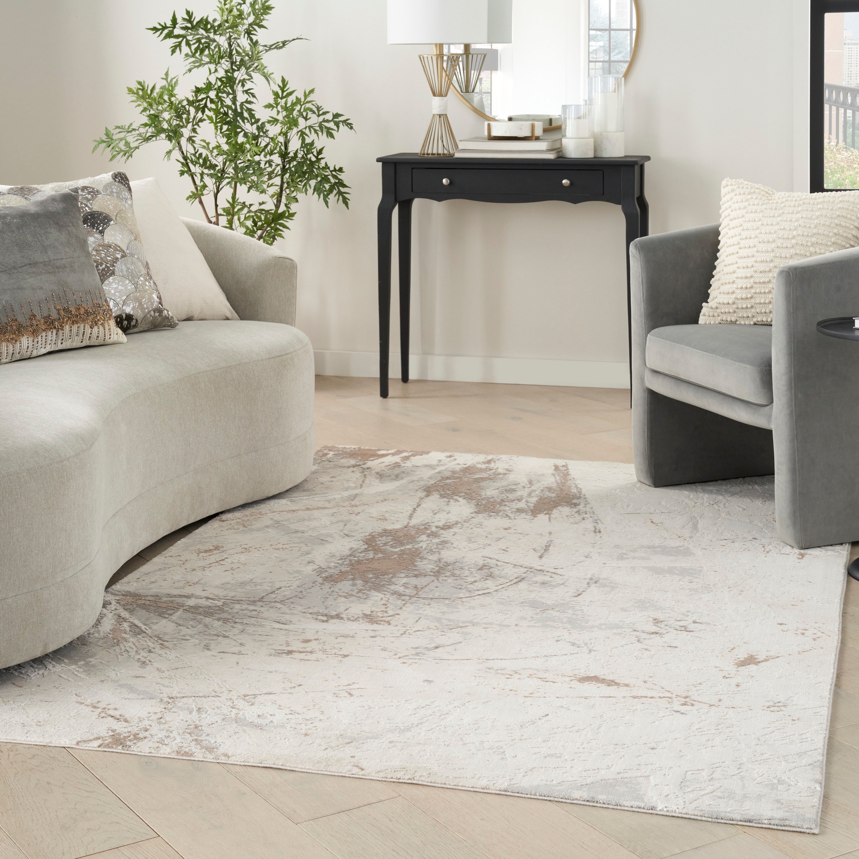 Nourison Desire Indoor only Grey Abstract Area Rug