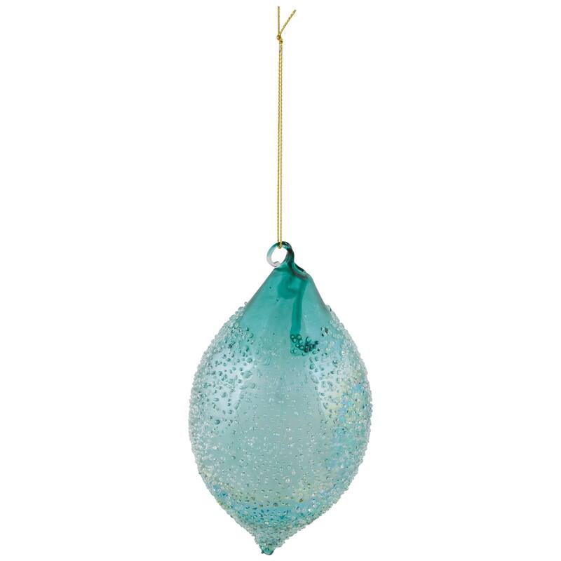 Textured Glass Finial Christmas Ornament - 7" - Transparent Blue
