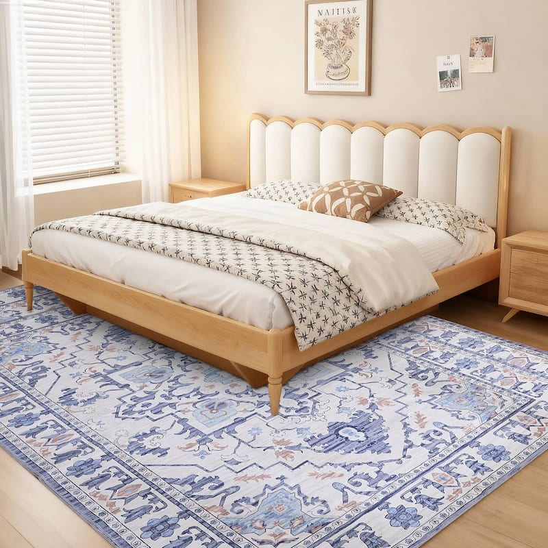 Rossetta 9x12FT Nordic-Style Polyester Carpet, Easy-to-Maintain and Silent - 96''x120'' inch - Blue+Multi