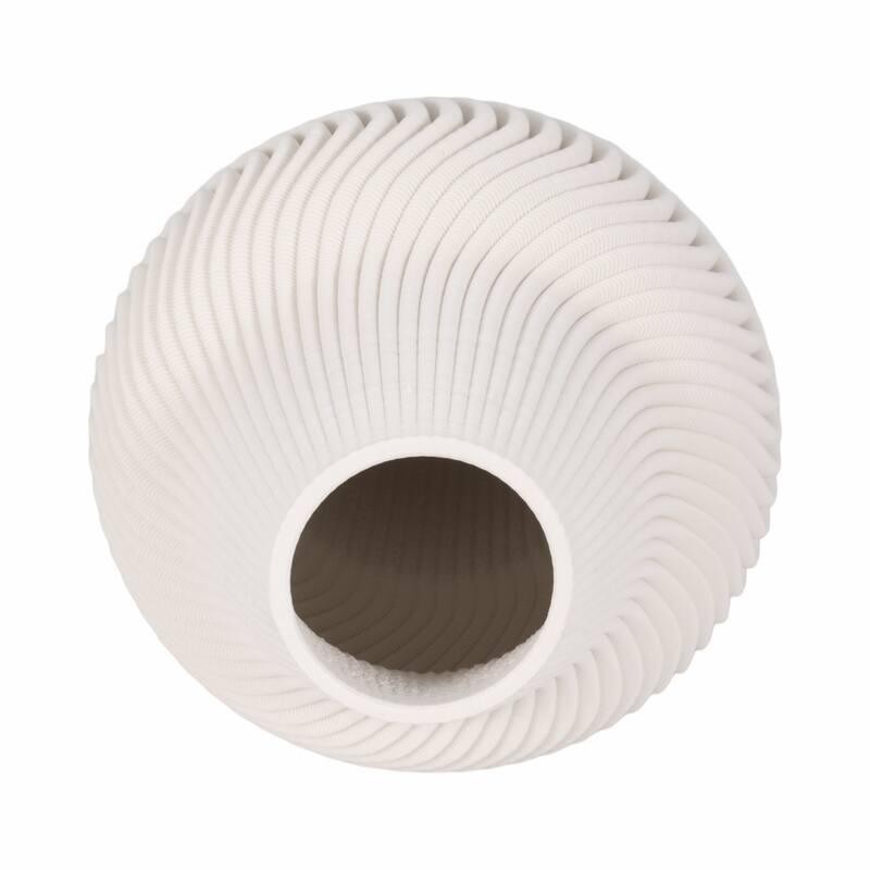 Porcelain Ribbed 3D Printed Vase - Ivory/Beige