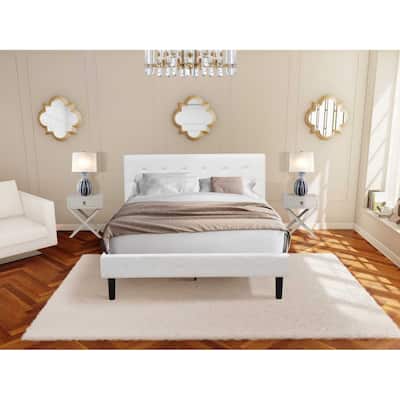 3-Piece Bed Set - Velvet Upholstered Bed Frame with Headboard & Nightstand