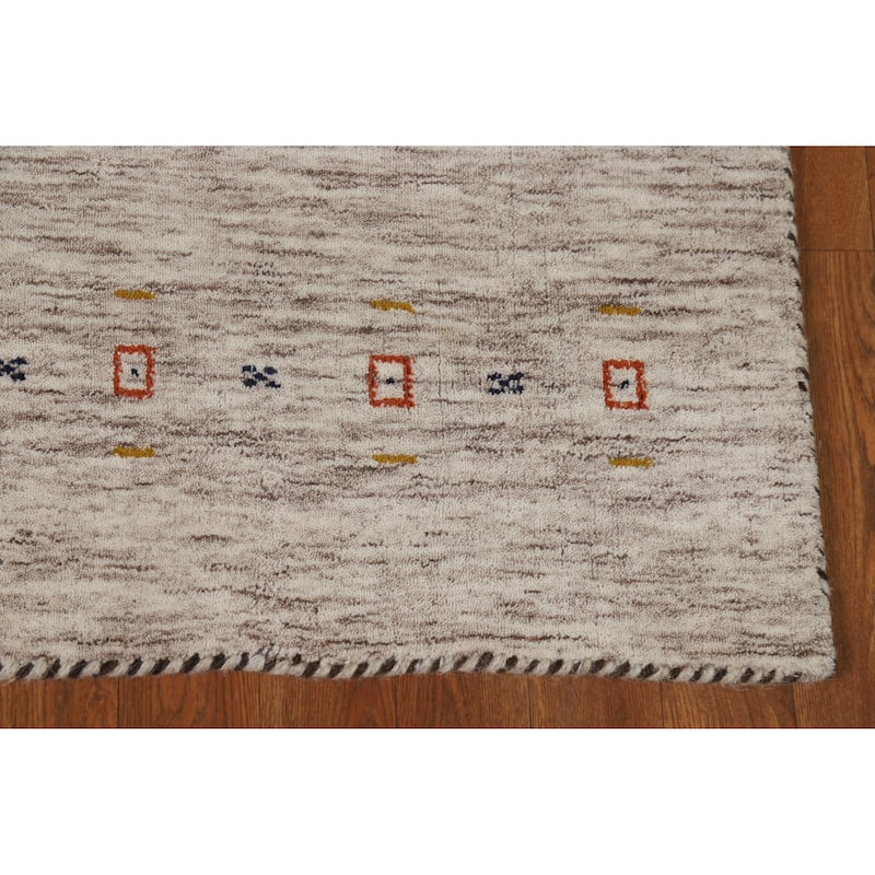 Gabbeh Indian Rug Hand-Knotted Beige Modern Wool Carpet - 3'11" x 5'9"