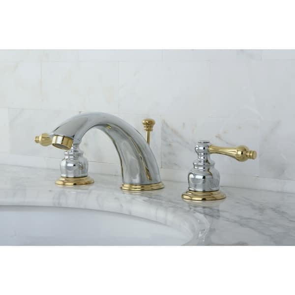 slide 2 of 8, Kingston Brass Victorian Widespread Bathroom Faucet Polished Chrome/Polished Brass