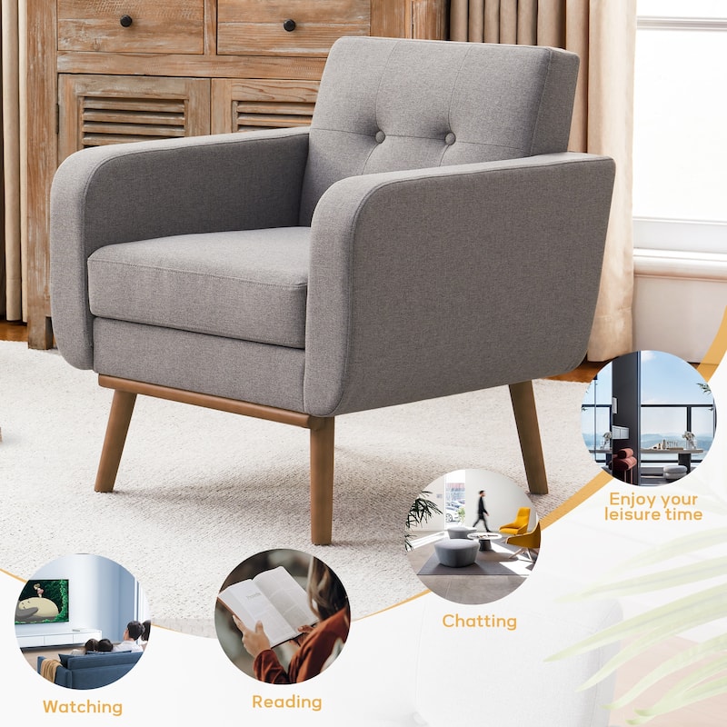 Tufted-Fabric-Upholstered-Accent Chair