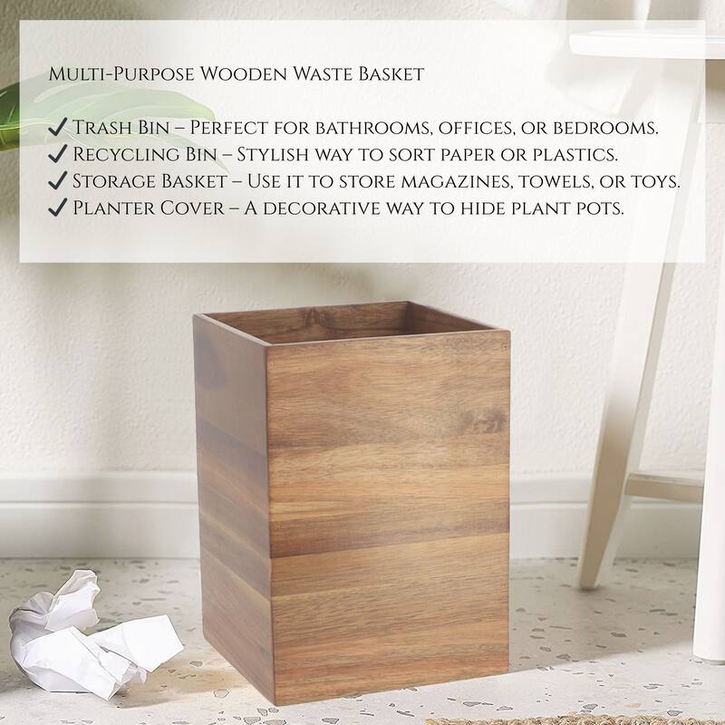 Acacia Wood Bathroom Accessory Set Collection