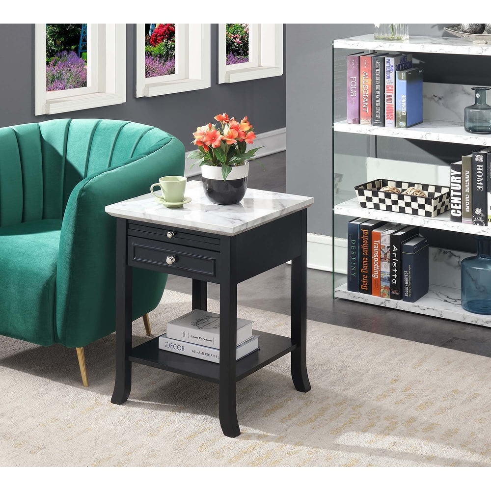 Convenience Concepts American Heritage Logan 1 Drawer End Table with Pull-Out Shelf