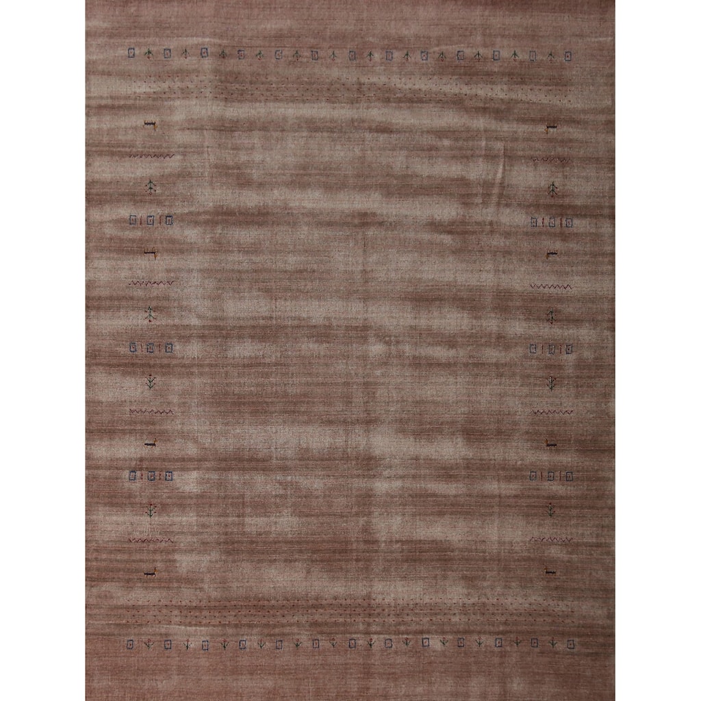 Hand Knotted Oriental 100% Wool Carpet Tribal Tribal Brown Gabbeh Area Rug - 9' 7'' X 8' 0''