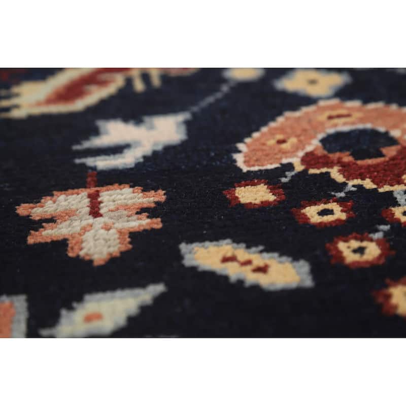 Hand Knotted Oriental 100% Wool Carpet Traditional Tribal Navy Blue & Blues Heriz (serapi) Area Rug - 9' 10'' X 8' 0''
