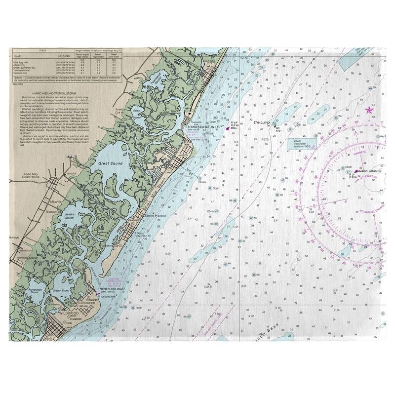 Little Egg Inlet to Hereford Inlet - Avalon, NH Nautical Map Place Mat Set of 4