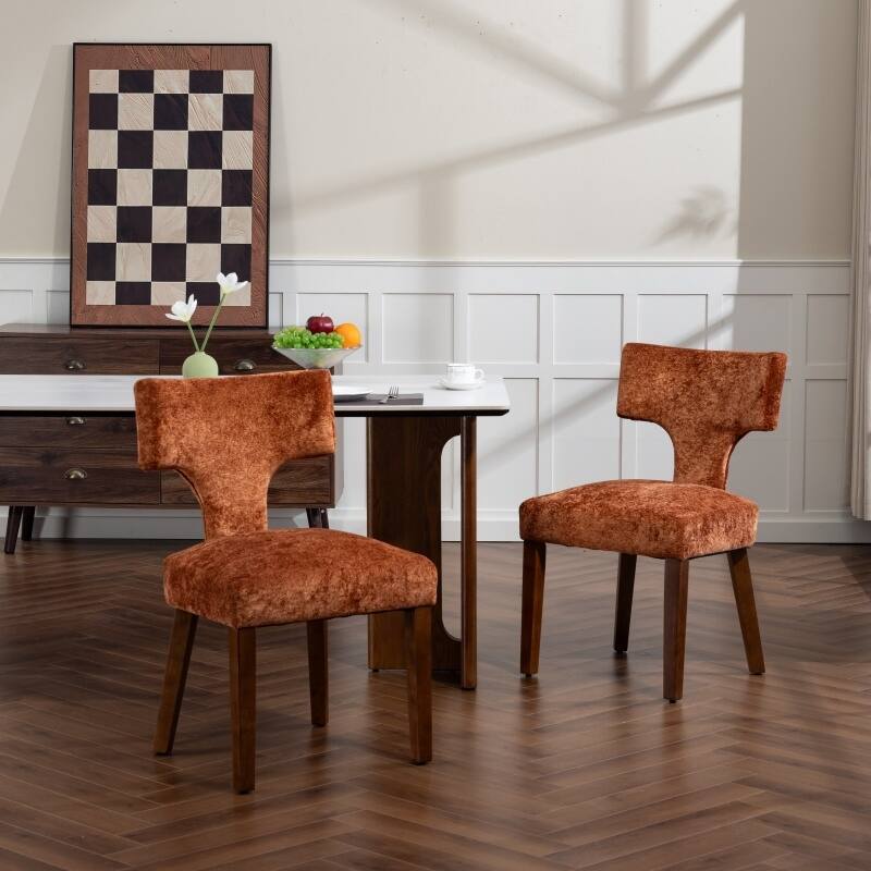 Mid Century Modern Dining Chairs Set of 2, Farmhouse Linen Fabric Upholstered Accent Chair