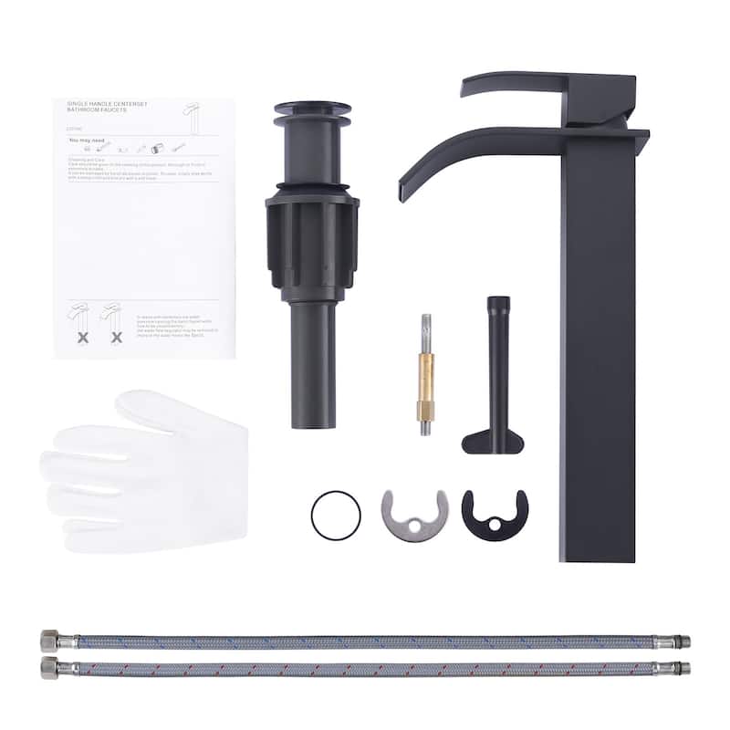 WOWOW Single Handle Single Hole Waterfall Bathroom Vessel Faucet