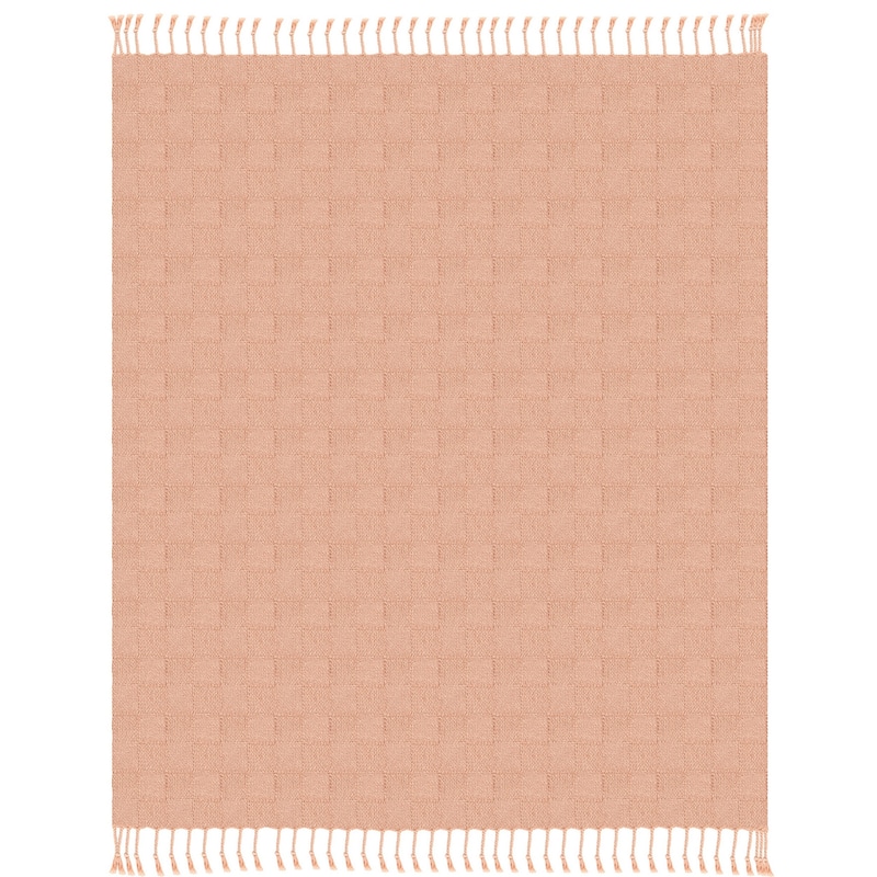 50" X 60" Orange Woven Cotton Throw Blanket with Fringe